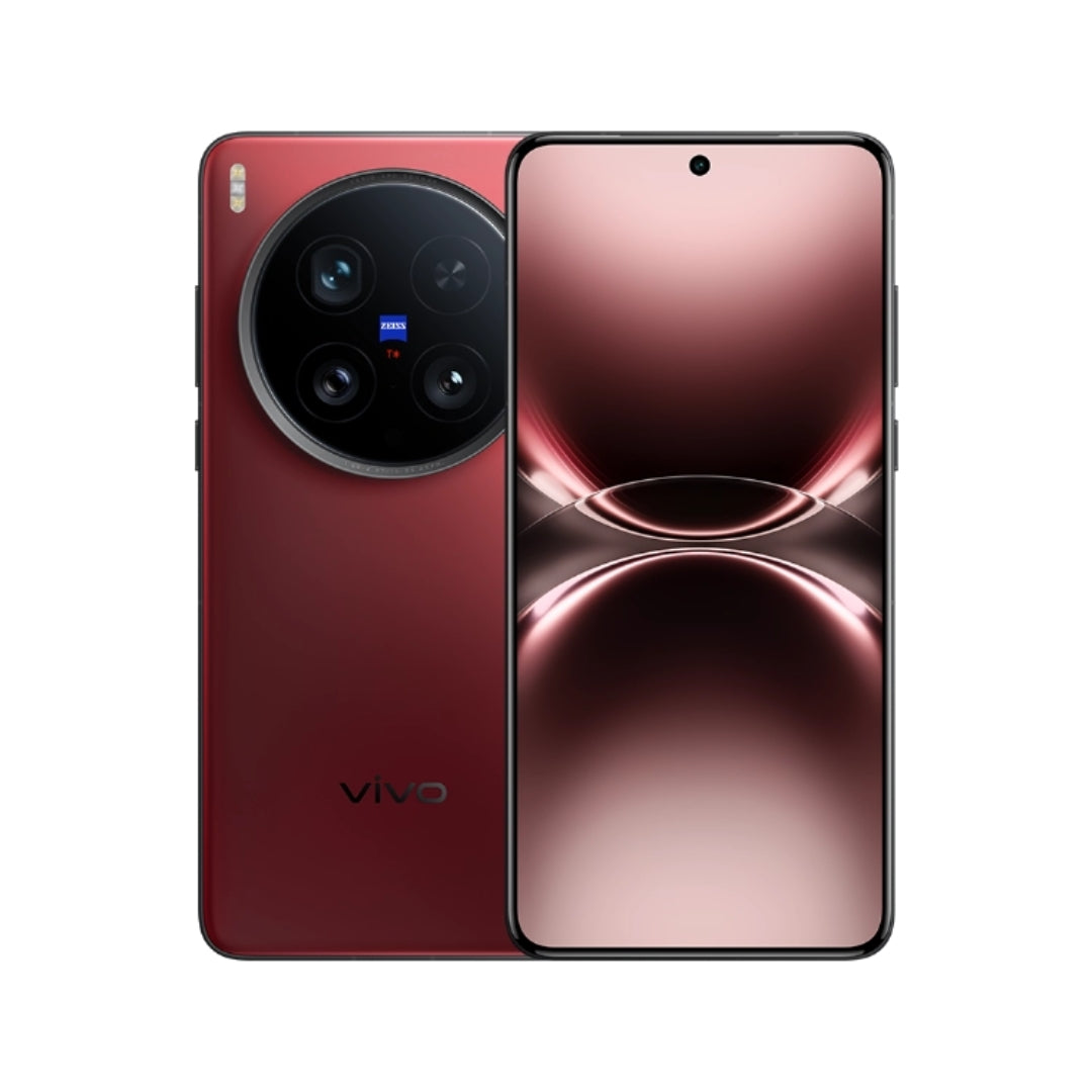 Red Vivo X200 ultra smartphone with white background