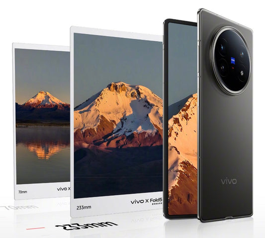 Black Vivo X fold 5 smartphone white background