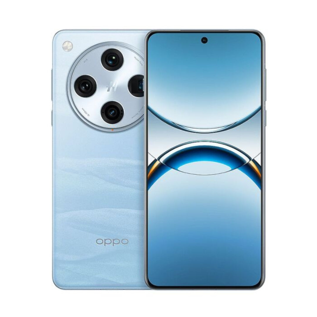 Blue Oppo find x8 pro smartphone on a white background