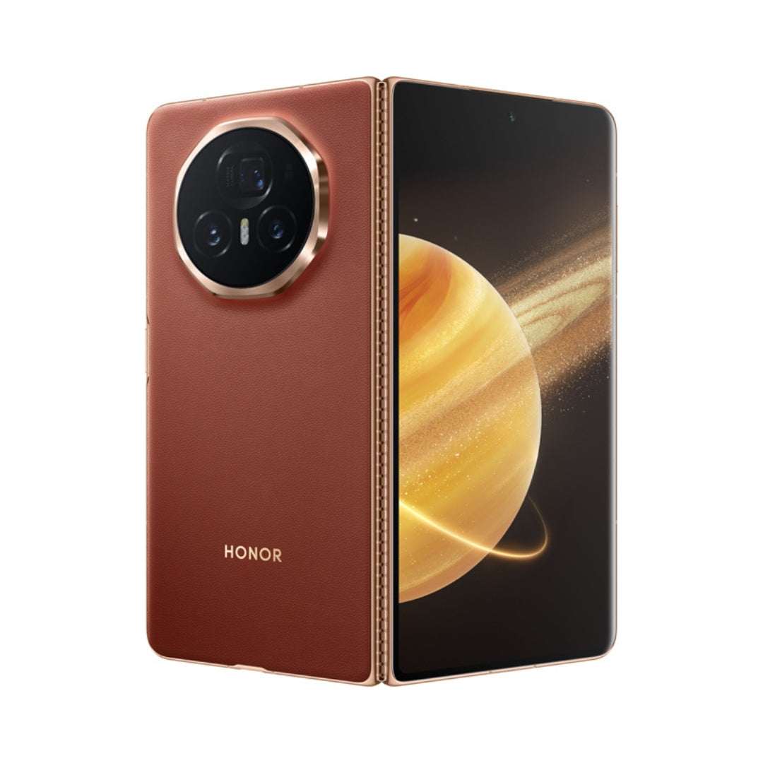 Red Honor magic v3 smartphone on a white background