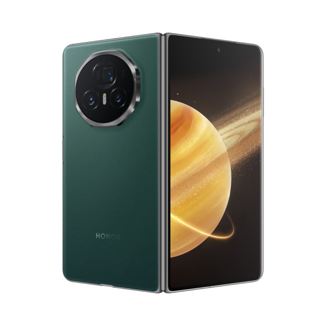 Green Honor magic v3 smartphone on a white background