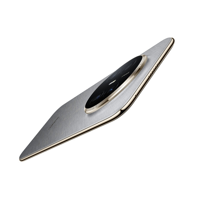 Metallic object with a black central component on a white background