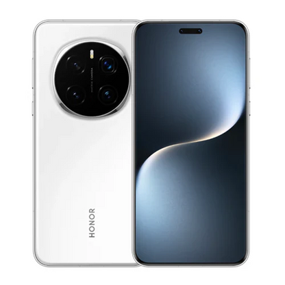 White Honor magic 7 pro smartphone with white background 