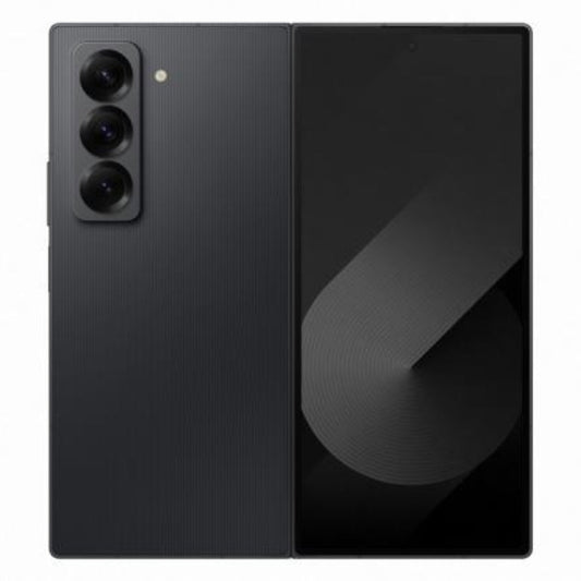 Black Samsung z fold SE smartphone on a white background