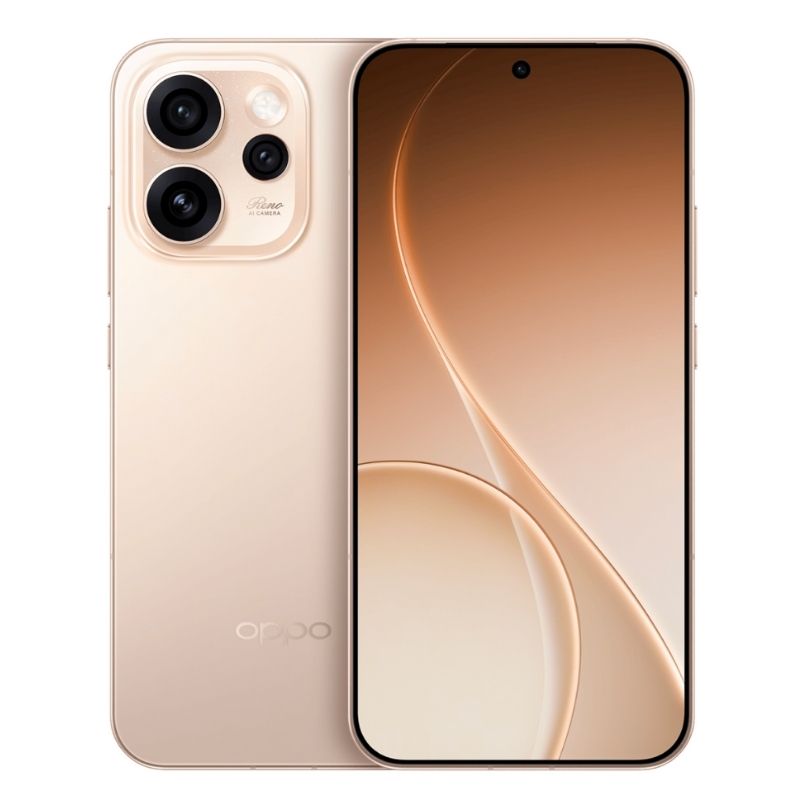 Oppo smartphone showing front and back on a white background