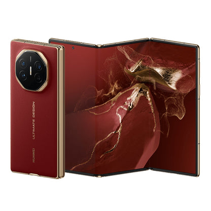 Red Huawei mate xt ultimate design smartphone on a white background