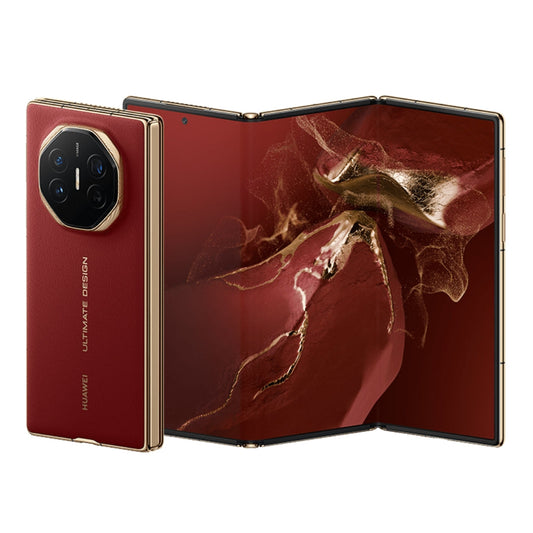 Red Huawei mate xt ultimate design smartphone on a white background